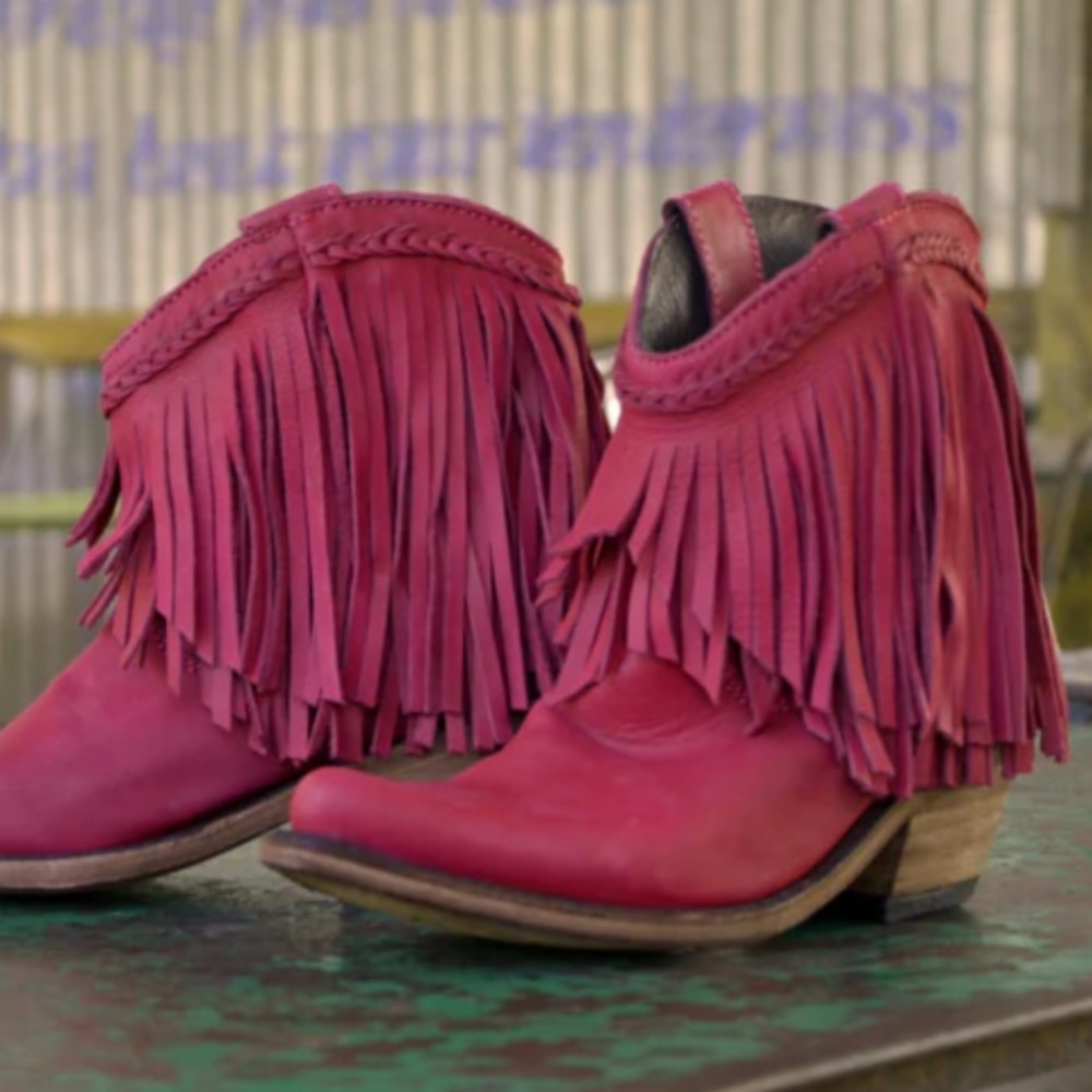 Liberty Black Genuine Leather Fringe Booties